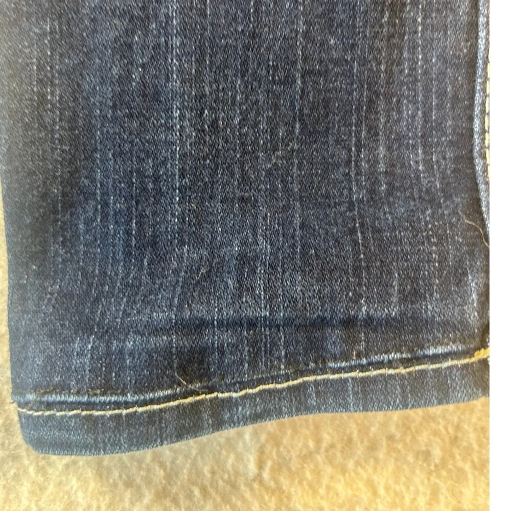True Religion Mens Slim Straight Indigo Jeans Pearl Buttons White Stitch Size 28